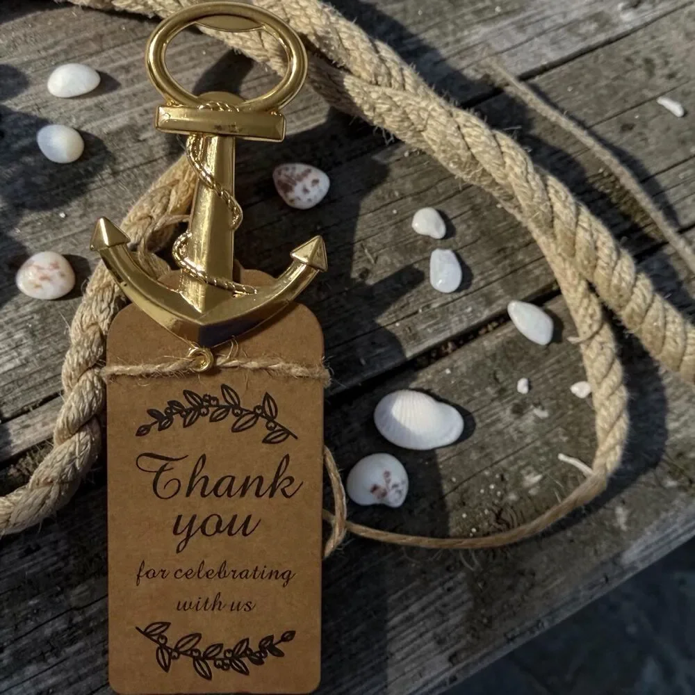 Gold Anchor Bottle Opener Wedding Favor – Nautical Thank You Party Gift